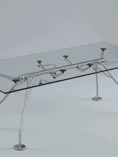 Tecno Nomos Tisch (Glasplatte NEU, B 220 x H 72 x T 100cm)